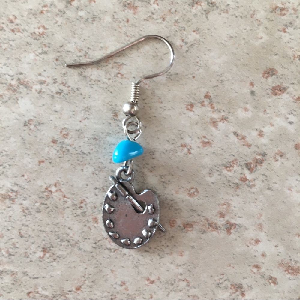 Quirky Art Palate Turquoise Dangling Earrings